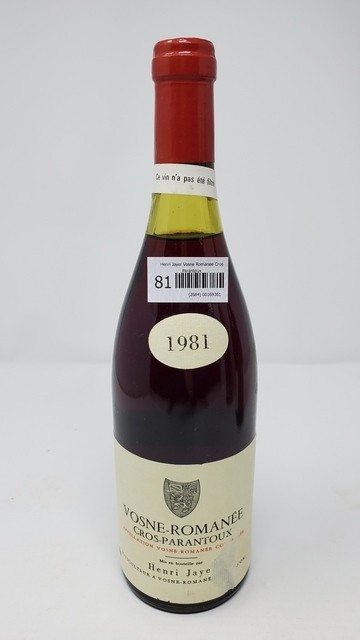 Henri Jayer Vosne Romanee Cros Parantoux 1981